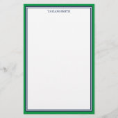 Groene en marineblauwe grenzen toevoegen Jouw naam Briefpapier (Voorkant)