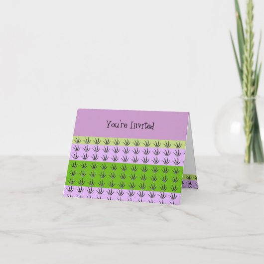 Groene en mauve gras uitnodiging (Voorkant)