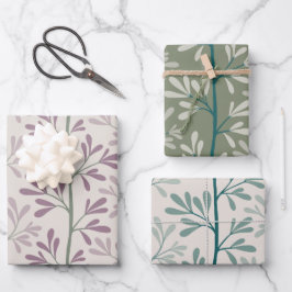 Groene en mauve tuinstelen moderne botanische kuns inpakpapier vel