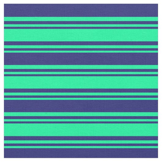 Groene en Midnight Blue Lines Stof (Close Up)