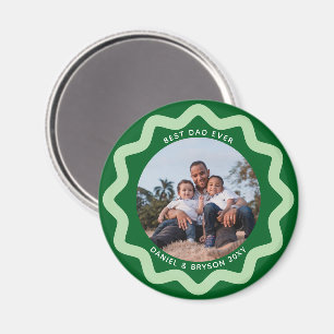 Groene en mintgroene golvende cirkel fotolijst met magneet