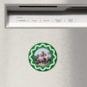 Groene en mintgroene golvende cirkel fotolijst met magneet (Insitu (Vaatwasser))