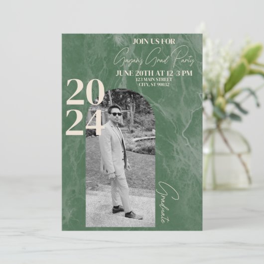 Groene en moderne Afstuderen partij Kaart (Staand voorkant)