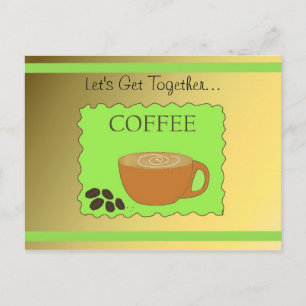 Groene en mokka koffie ontwerp briefkaart