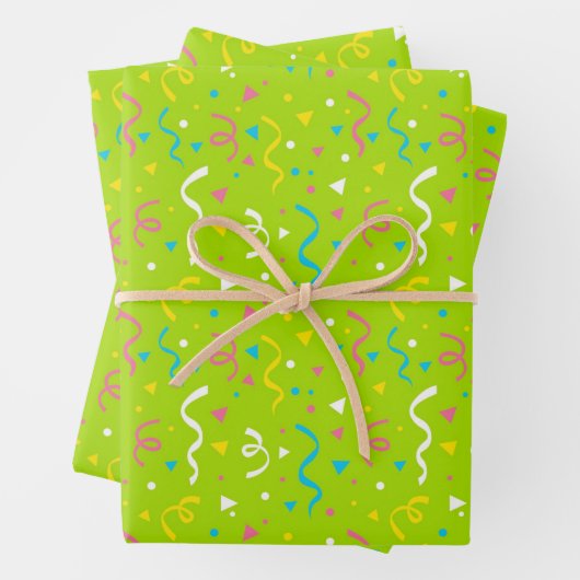 Groene en multi-kleurenBirthday Confetti Inpakpapier Vel (In situ)