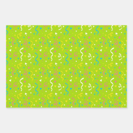 Groene en multi-kleurenBirthday Confetti Inpakpapier Vel (Voorkant)