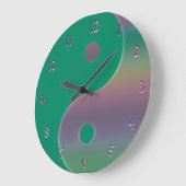 Groene en Muted Rainbow Yin Yang Clock Grote Klok (Hoek)