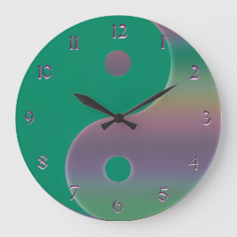 Groene en Muted Rainbow Yin Yang Clock Grote Klok