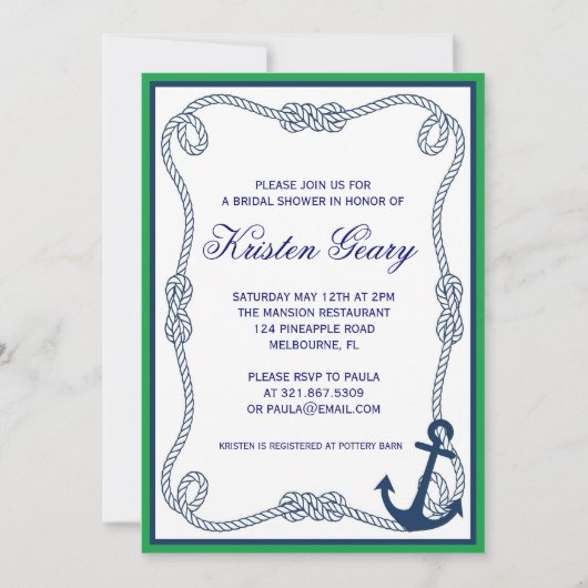 GROENE EN NAUTIEKE INVITATIE KAART (Voorkant)