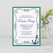 GROENE EN NAUTIEKE INVITATIE KAART (Staand voorkant)