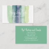 Groene en Navy Blauwe Waterverf Penselen Visitekaartje (Voorkant / Achterkant)