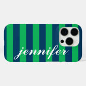 Groene en Navy Stripes - Aangepaste monogram voor Case-Mate iPhone Case (Achterkant (horizontaal))
