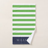Groene en Navy Stripes Monogram Bad Handdoek (Handdoek)