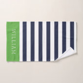 Groene en Navy Stripes Monogram Bad Handdoek (Handdoek)