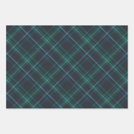 Groene en Navy Tartan Pset met kerst Typografie Inpakpapier Vel (Voorkant)