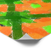 Groene en Oranje Abstracte moderne kunst Poster (Hoek)