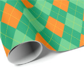 Groene en Oranje Argyle St. Patrick's Day Pattern Cadeaupapier (Rol Hoek)