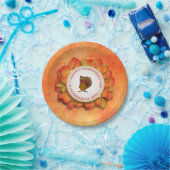 Groene en Oranje bladeren en kalkoen Papieren Bordje (Feest)