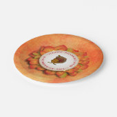 Groene en Oranje bladeren en kalkoen Papieren Bordje (Gekanteld)