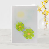 Groene en oranje bloemen personaliseren kaart (Gele Bloem)