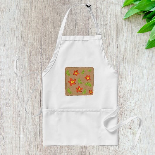 Groene en Oranje bloemen Standaard Schort