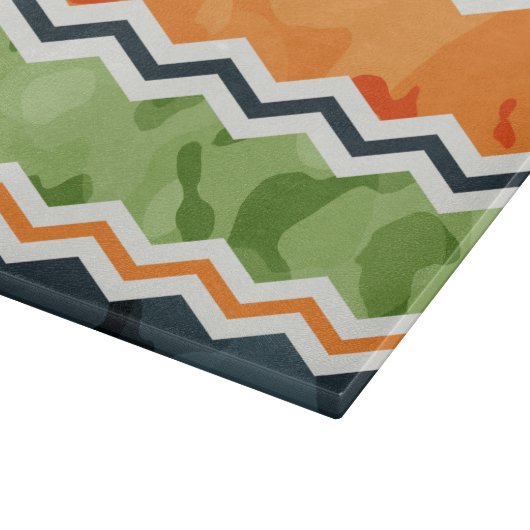 Groene en Oranje Camo Chevron Stripes Snijplank (Hoek)