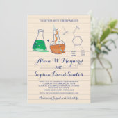 Groene en Oranje Chemie Foto Huwelijksuitnodiginge Save The Date (Staand voorkant)