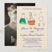 Groene en Oranje Chemie Foto Huwelijksuitnodiginge Save The Date (Voorkant / Achterkant)