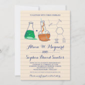 Groene en Oranje Chemie Huwelijksuitnodigingen Save The Date (Voorkant)