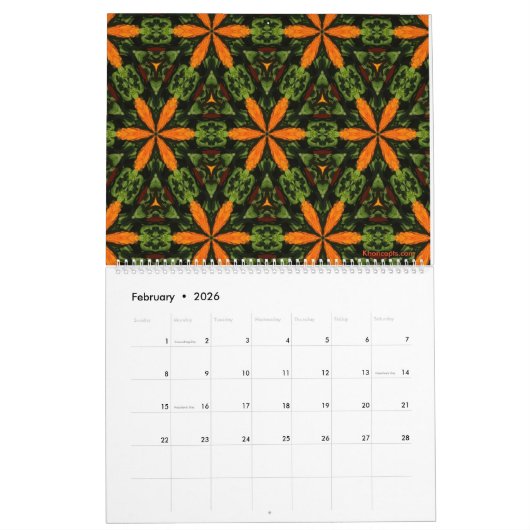 Groene en Oranje Dahlia Kalender (Feb 2026)