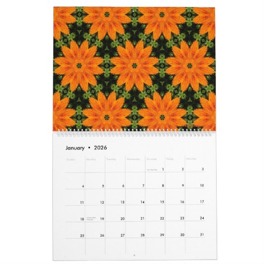 Groene en Oranje Dahlia Kalender (Jan 2026)