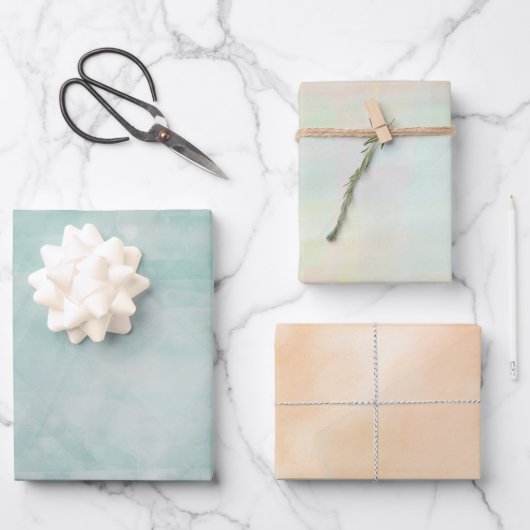 Groene en Oranje gedifferentieerde Waterverf Inpakpapier Vel (Voorkant)