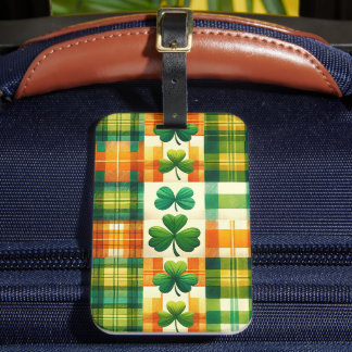 GROENE EN ORANJE IERSE PLAID PATRONEN BAGAGELABEL