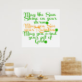 Groene en oranje Ierse zegen met shamrocken Poster (Keuken)