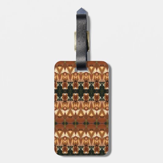 Groene en oranje Ikat Bagagelabel (Achterkant verticaal)