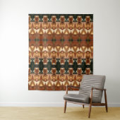 Groene en oranje Ikat Wandkleed (In situ)