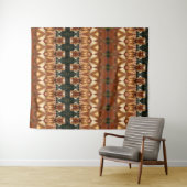 Groene en oranje Ikat Wandkleed (In Situ (horizontaal))