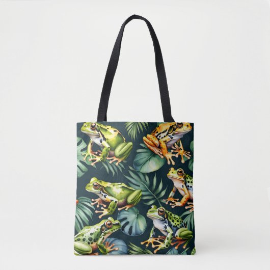Groene en oranje kikkers tote bag (Voorkant)