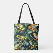 Groene en oranje kikkers tote bag (Achterkant)
