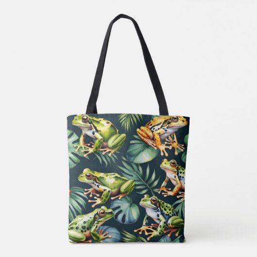 Groene en oranje kikkers tote bag (Achterkant)