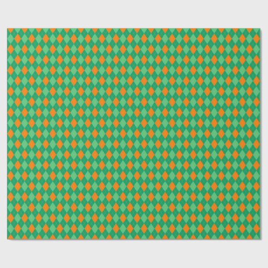 Groene en Oranje kleine Argyle St Patrick's Day Cadeaupapier (Vlak)