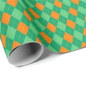Groene en Oranje kleine Argyle St Patrick's Day Cadeaupapier (Rol Hoek)