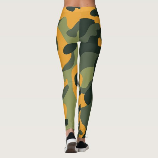 Groene en Oranje legercamouflage Leggings (Achterkant)