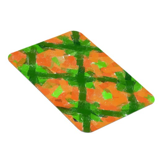 Groene en Oranje moderne Abstracte kunst door Eliz Magneet (Rechterzijde)