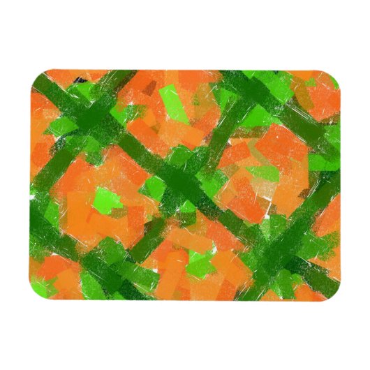 Groene en Oranje moderne Abstracte kunst door Eliz Magneet (Horizontaal)