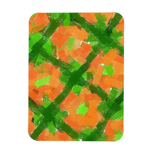 Groene en Oranje moderne Abstracte kunst door Eliz Magneet (Verticaal)