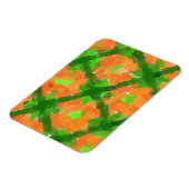 Groene en Oranje moderne Abstracte kunst door Eliz Magneet (Linkerzijde)