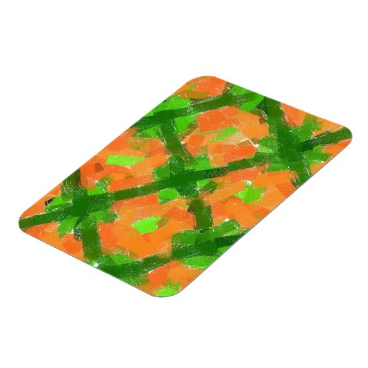 Groene en Oranje moderne Abstracte kunst door Eliz Magneet (Linkerzijde)