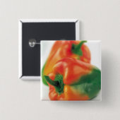 Groene en oranje paprika's vierkante button 5,1 cm (Voorkant /achterkant)