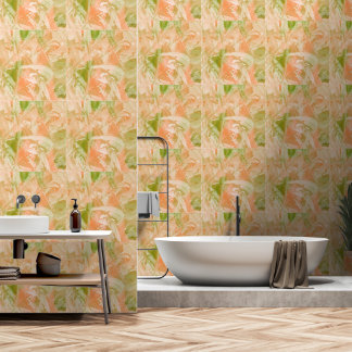 Groene en Oranje perzik Behang